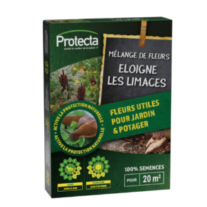 Boîte de mélange de fleurs "Éloigne les Limaces" pour jardin, avec un assortiment de graines de fleurs répulsives contre les limaces.